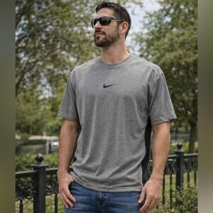 Nike Men's Gray and Black Dri-FIT Tee